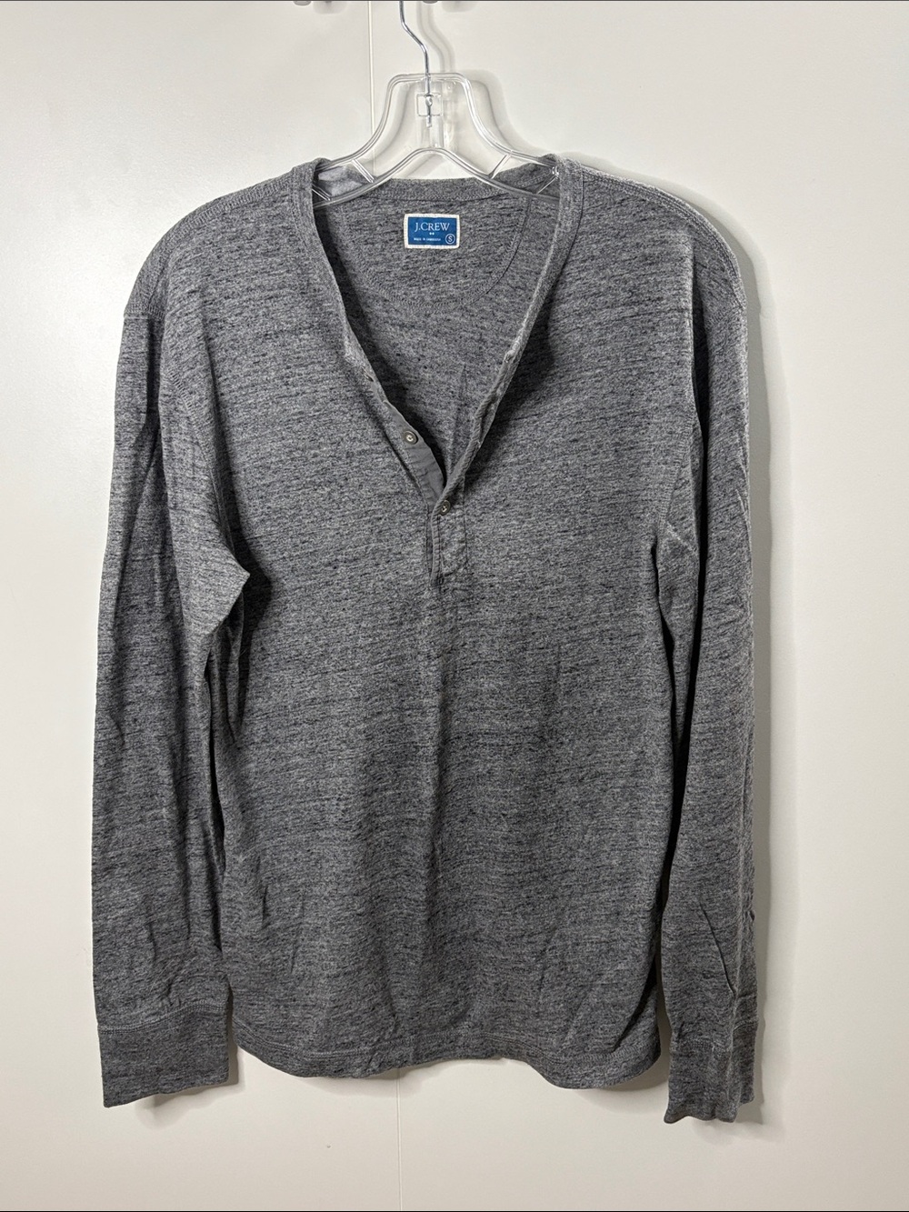 J. Crew Men's Heather Gray Long-Sleeve Henley S